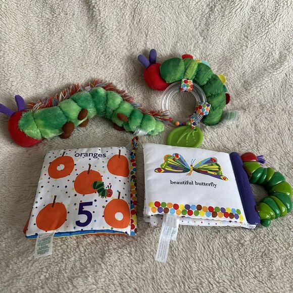 Eric Carle Hungry Caterpillar Lot Of 4 Plush Baby Toy Soft Book Rattle - Picture 6 of 8